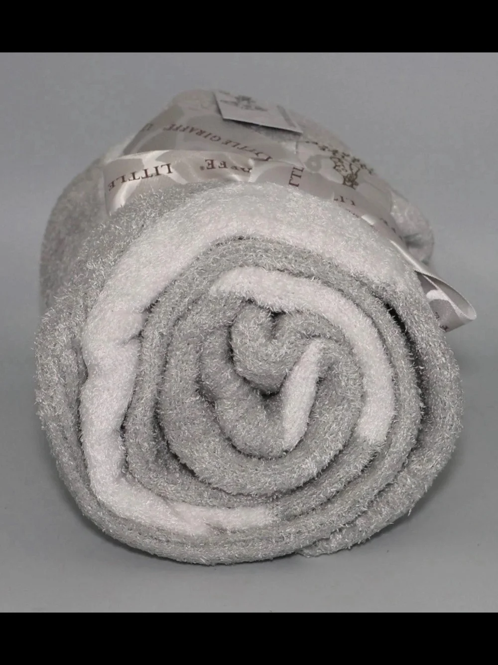 Little Giraffe Dolce Love Silver-Gray Plush Baby Blanket with Satin Border